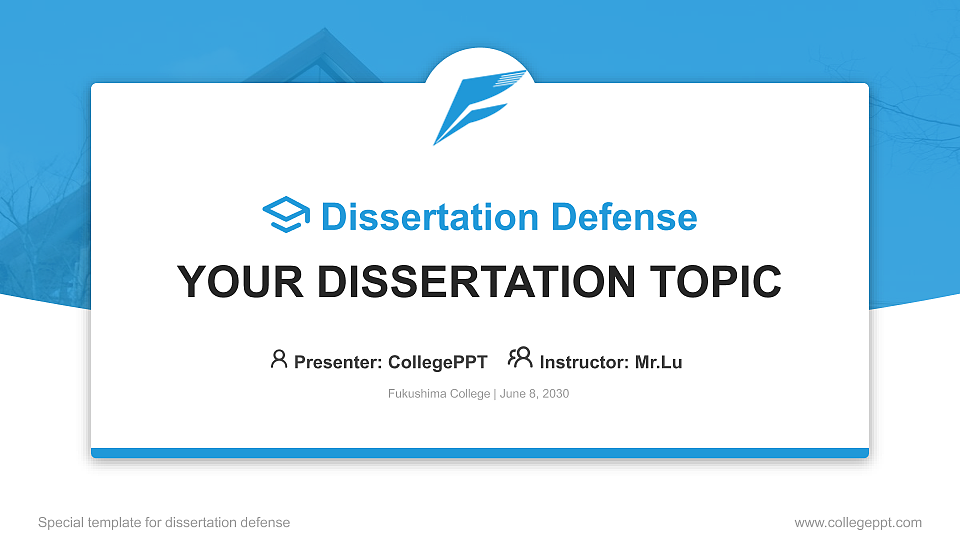 Fukushima College Graduation Thesis Defense PPT Template_Slide preview image1