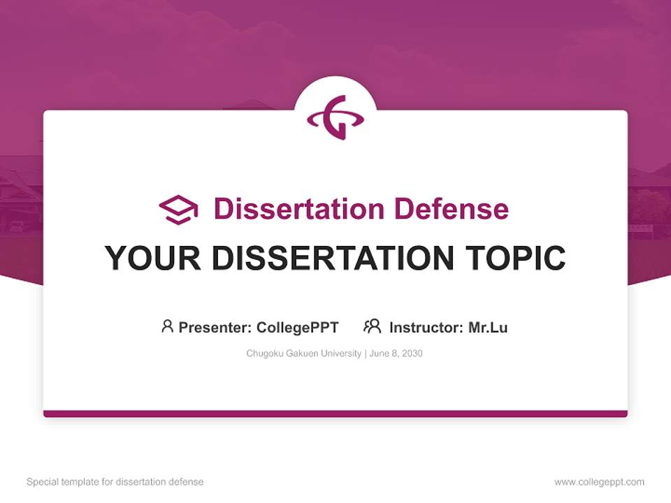 Chugoku Gakuen University Graduation Thesis Defense PPT Template4:3 ratio PPT effect preview image7