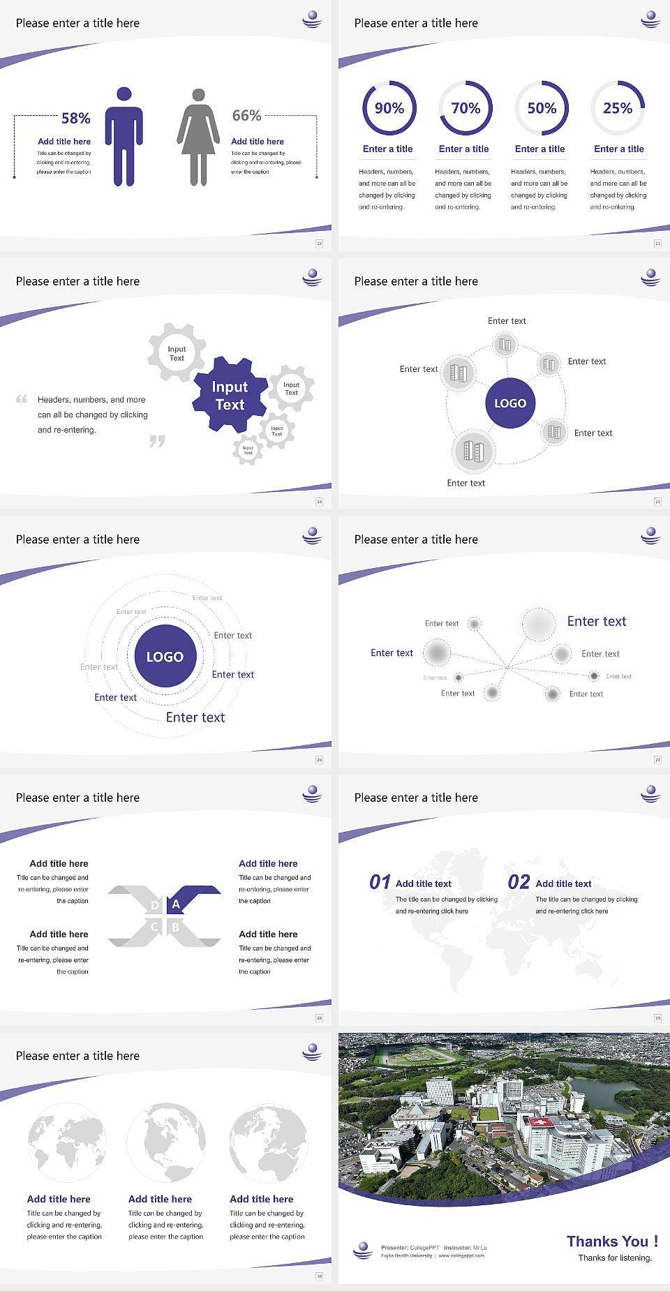Fujita Health University Course/Courseware Creation PPT Template4:3 ratio PPT effect preview image4