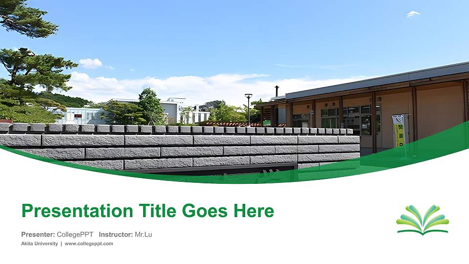 Akita University Course/Courseware Creation PPT Template16:9 ratio PPT effect preview image