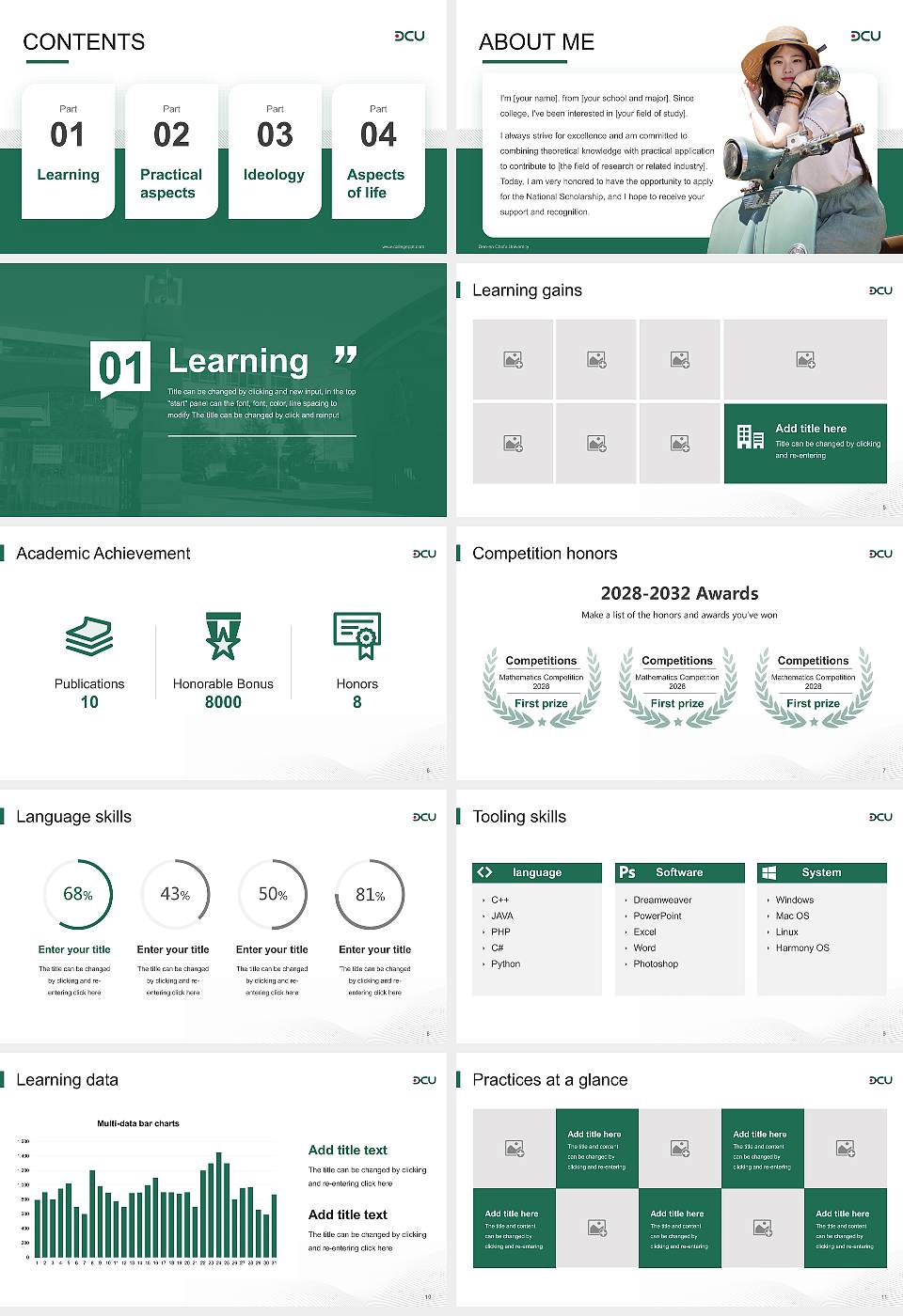 Den-en Chofu University National Scholarship Defense PPT Template16:9 ratio PPT effect preview image2