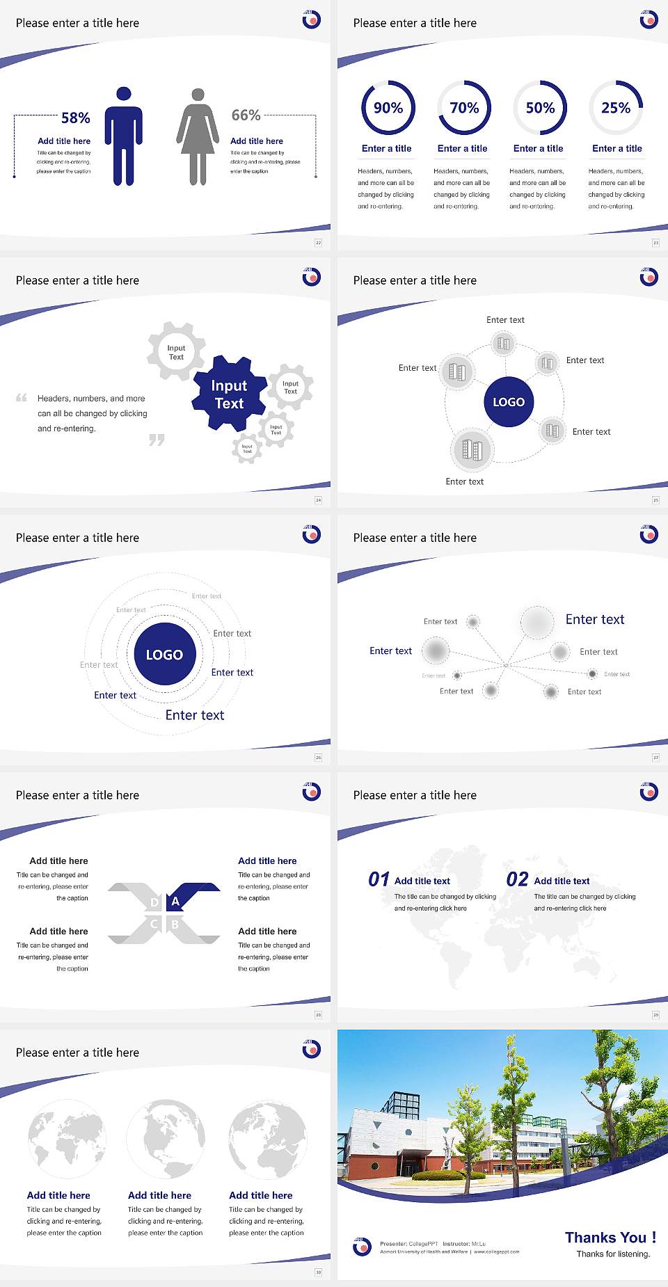 Aomori University of Health and Welfare Course/Courseware Creation PPT Template4:3 ratio PPT effect preview image4