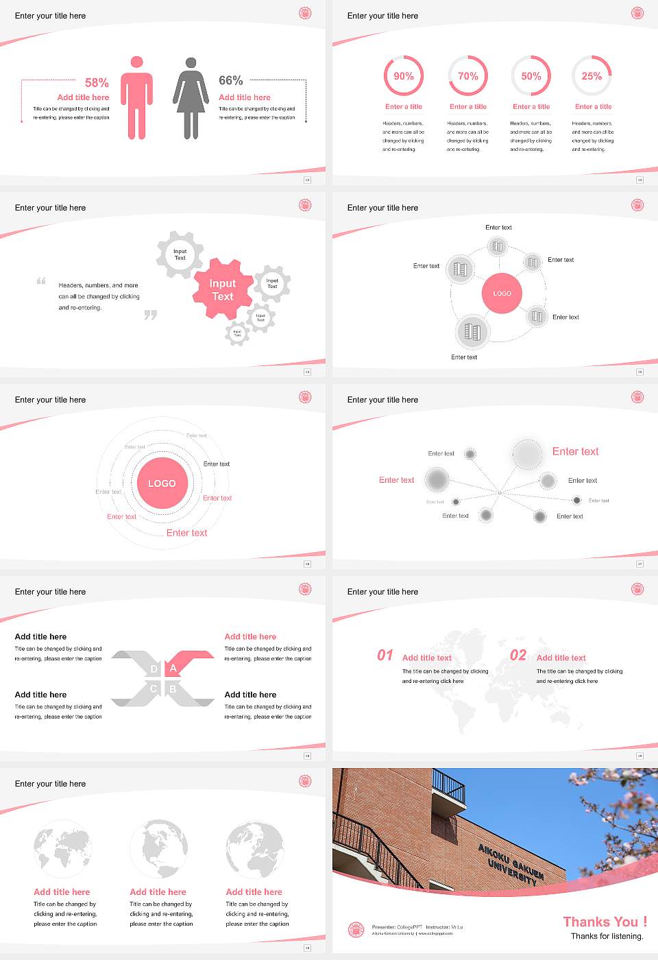 Aikoku Gakuen University Course/Courseware Creation PPT Template16:9 ratio PPT effect preview image4