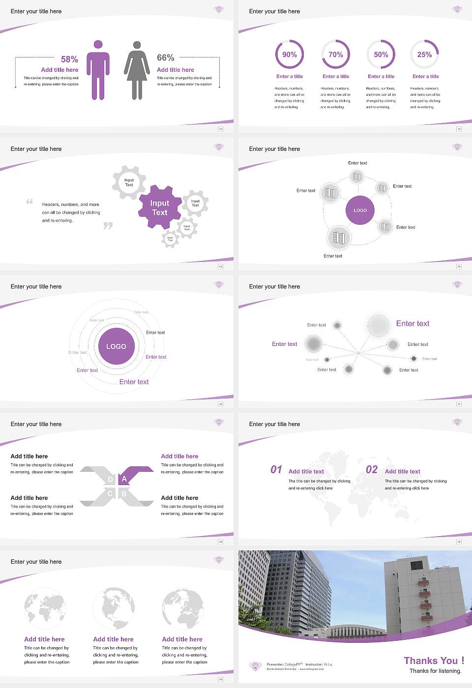 Bunka Gakuen University Course/Courseware Creation PPT Template16:9 ratio PPT effect preview image4