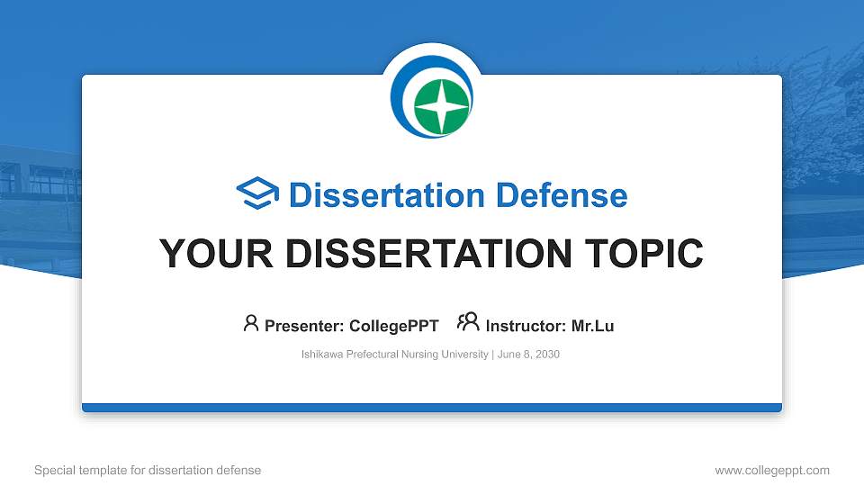 Ishikawa Prefectural Nursing University Graduation Thesis Defense PPT Template16:9 ratio PPT effect preview image