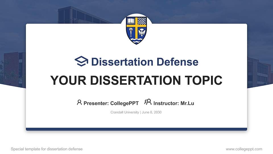 Crandall University Graduation Thesis Defense PPT Template16:9 ratio PPT effect preview image