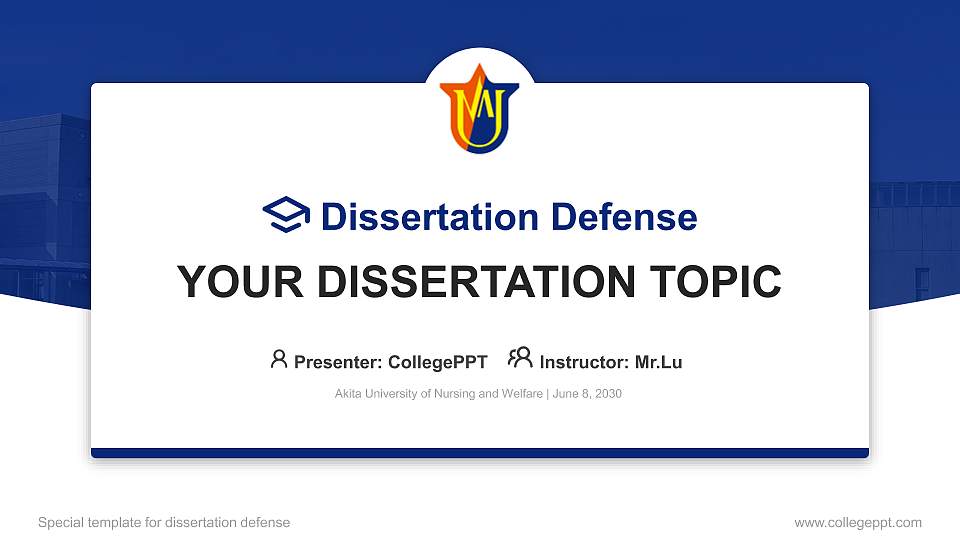 Akita University of Nursing and Welfare Graduation Thesis Defense PPT Template16:9 ratio PPT effect preview image
