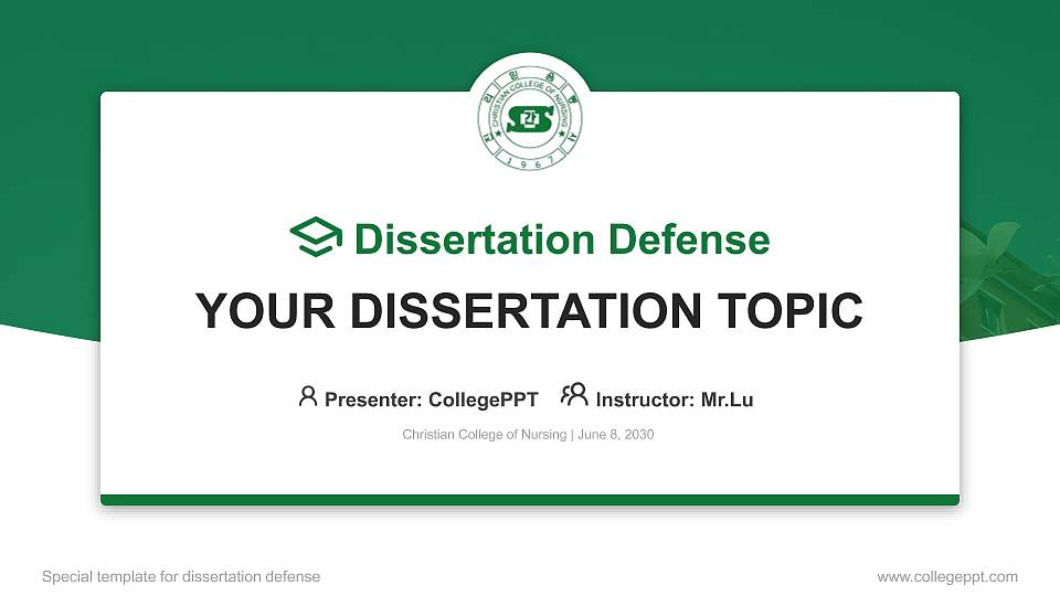 Christian College of Nursing Graduation Thesis Defense PPT Template16:9 ratio PPT effect preview image