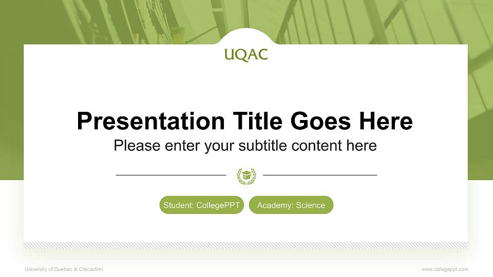 University of Quebec at Chicoutimi National Scholarship Defense PPT Template16:9 ratio PPT effect preview image