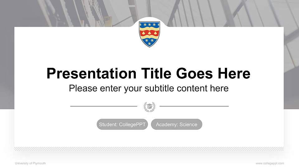 University of Plymouth National Scholarship Defense PPT Template16:9 ratio PPT effect preview image