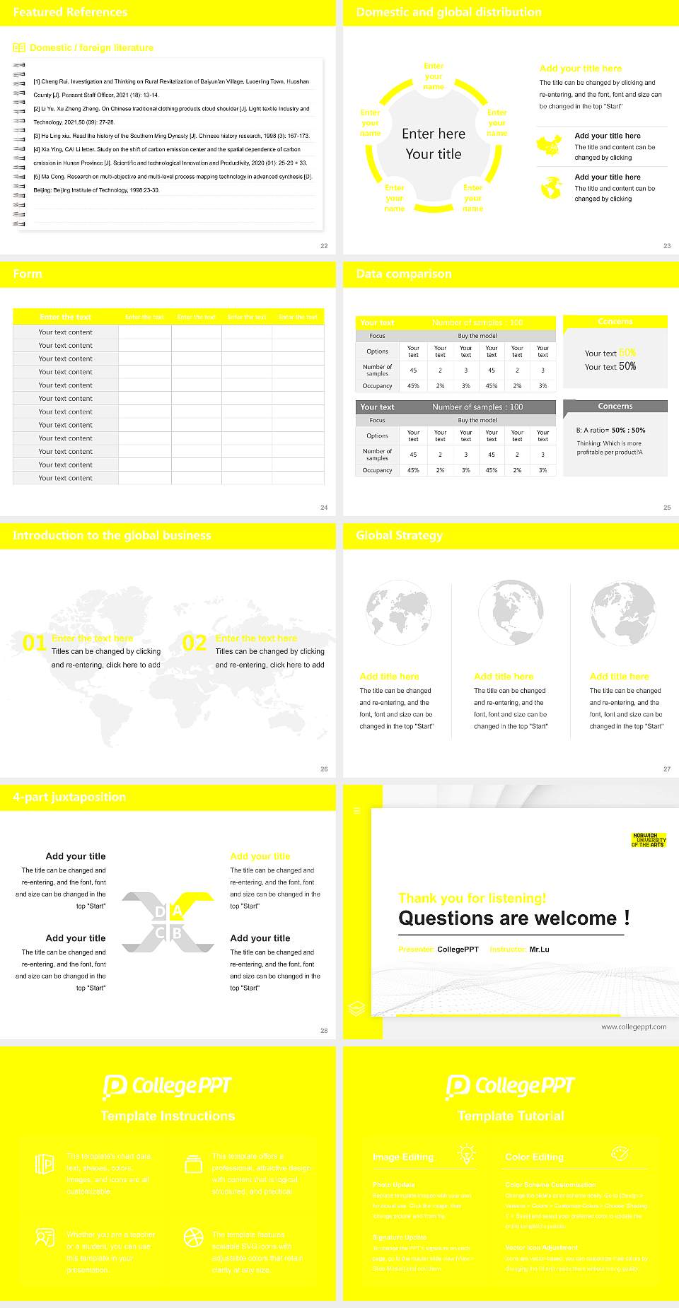 Norwich University of the Arts Thesis Proposal/Graduation Defense PPT Template4:3 ratio PPT effect preview image4