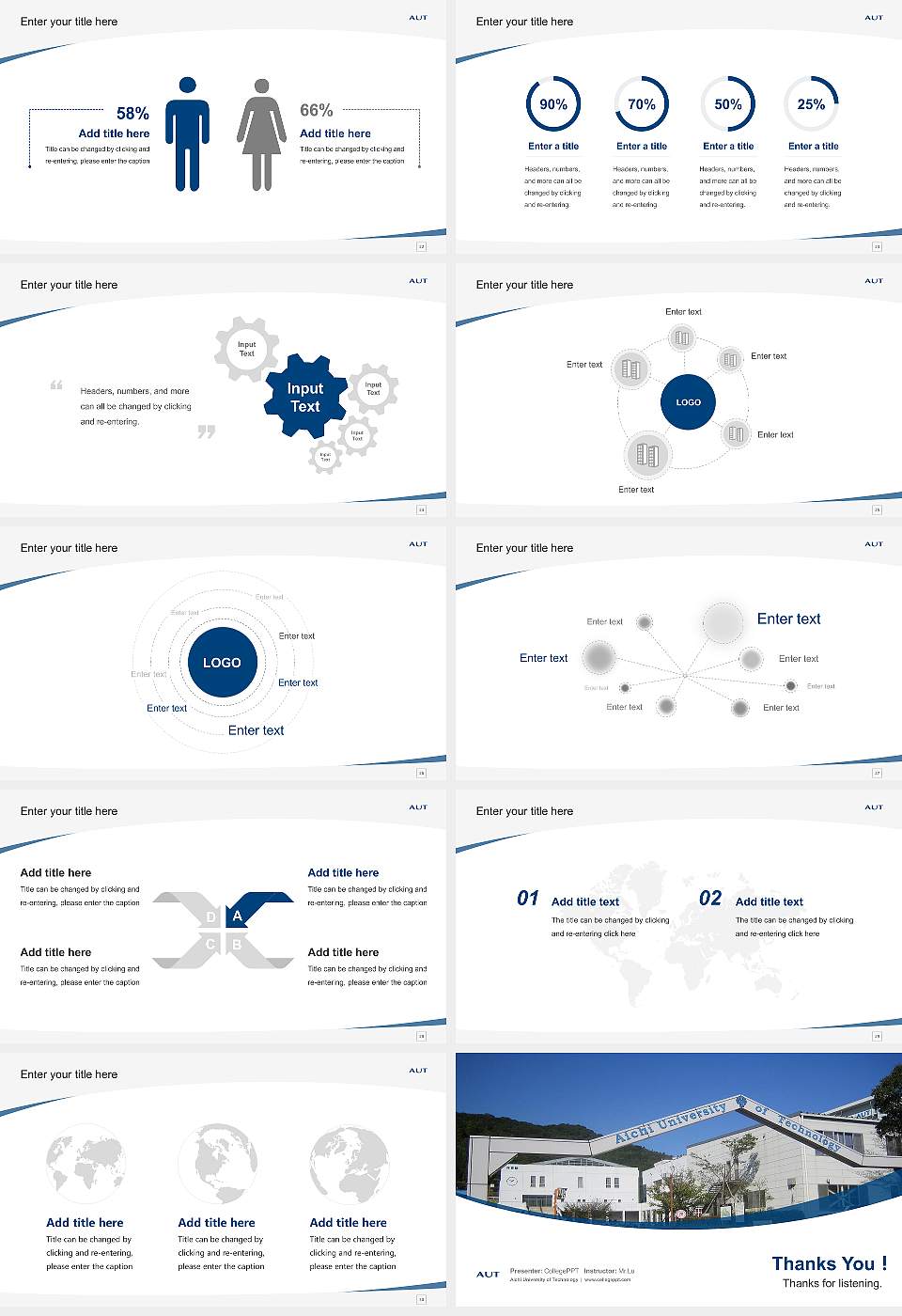 Aichi University of Technology Course/Courseware Creation PPT Template16:9 ratio PPT effect preview image4