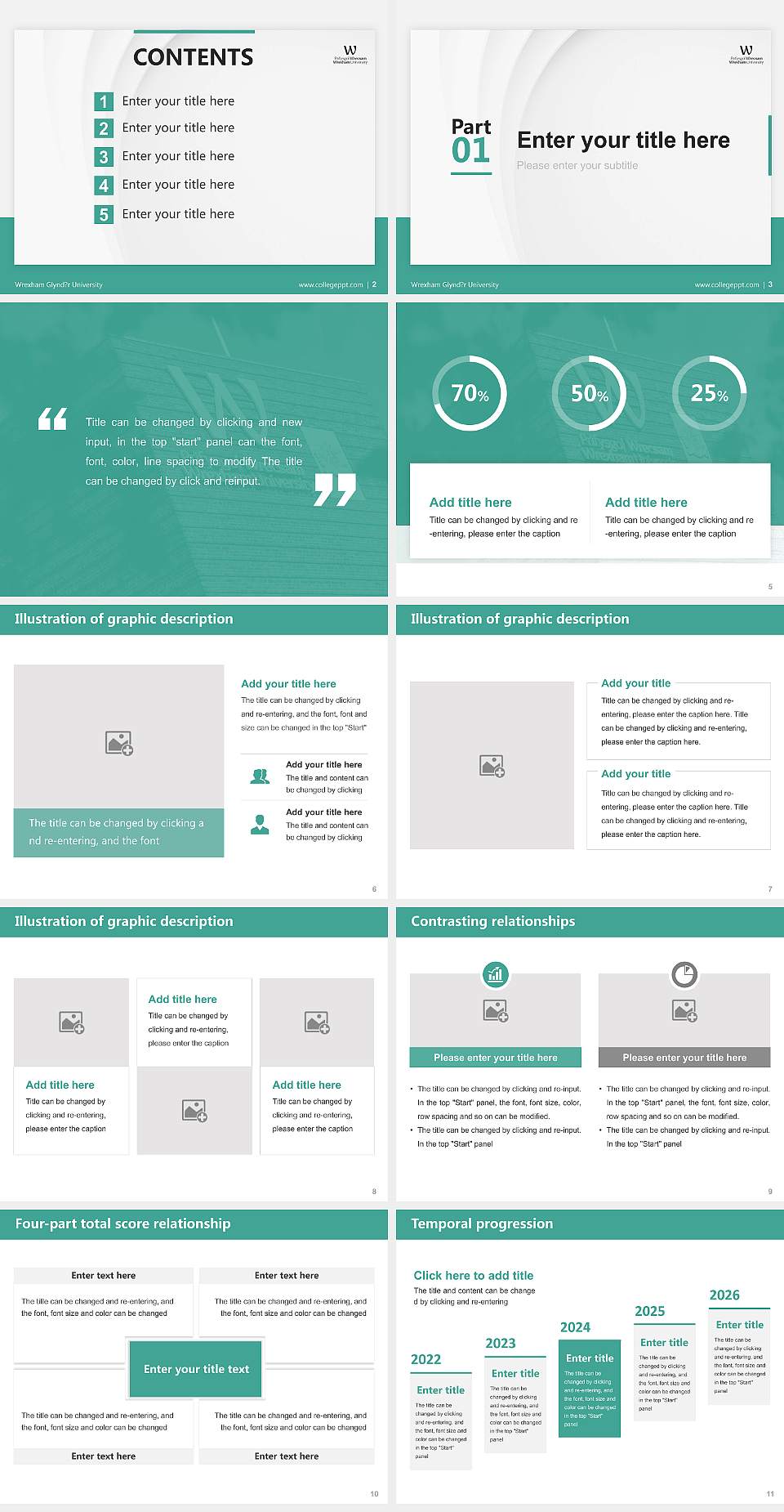 Wrexham Glynd?r University Thesis Proposal/Graduation Defense PPT Template4:3 ratio PPT effect preview image2