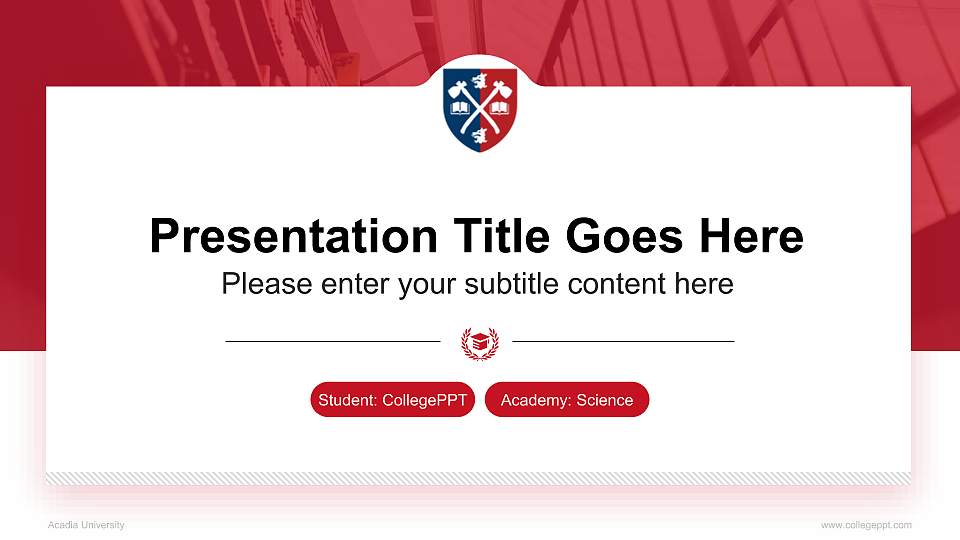 Acadia University National Scholarship Defense PPT Template16:9 ratio PPT effect preview image1