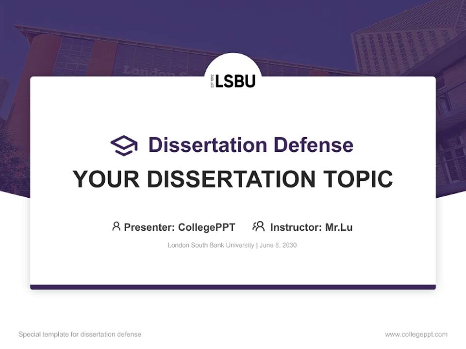 London South Bank University Graduation Thesis Defense PPT Template4:3 ratio PPT effect preview image7