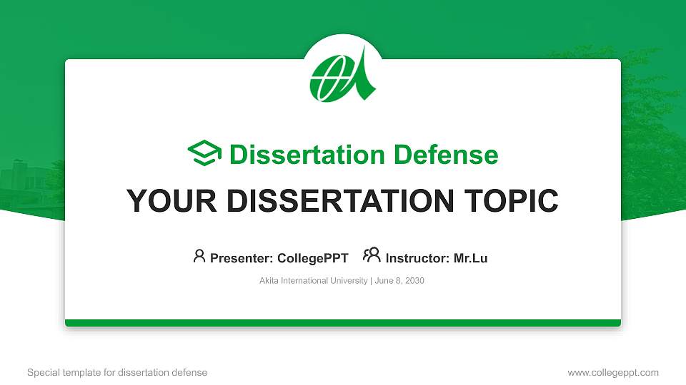 Akita International University Graduation Thesis Defense PPT Template16:9 ratio PPT effect preview image1