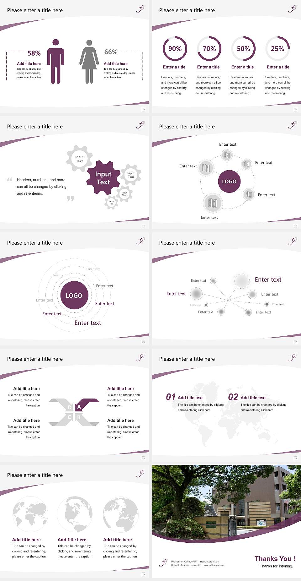 Chikushi Jogakuen University Course/Courseware Creation PPT Template4:3 ratio PPT effect preview image4