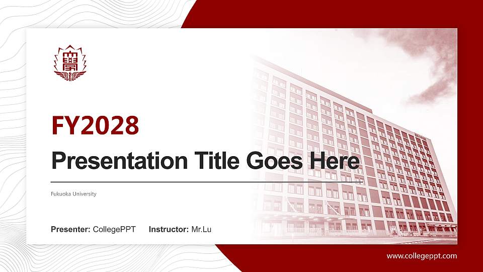 Fukuoka University Academic Presentation/Research Findings Report PPT Template16:9 ratio PPT effect preview image