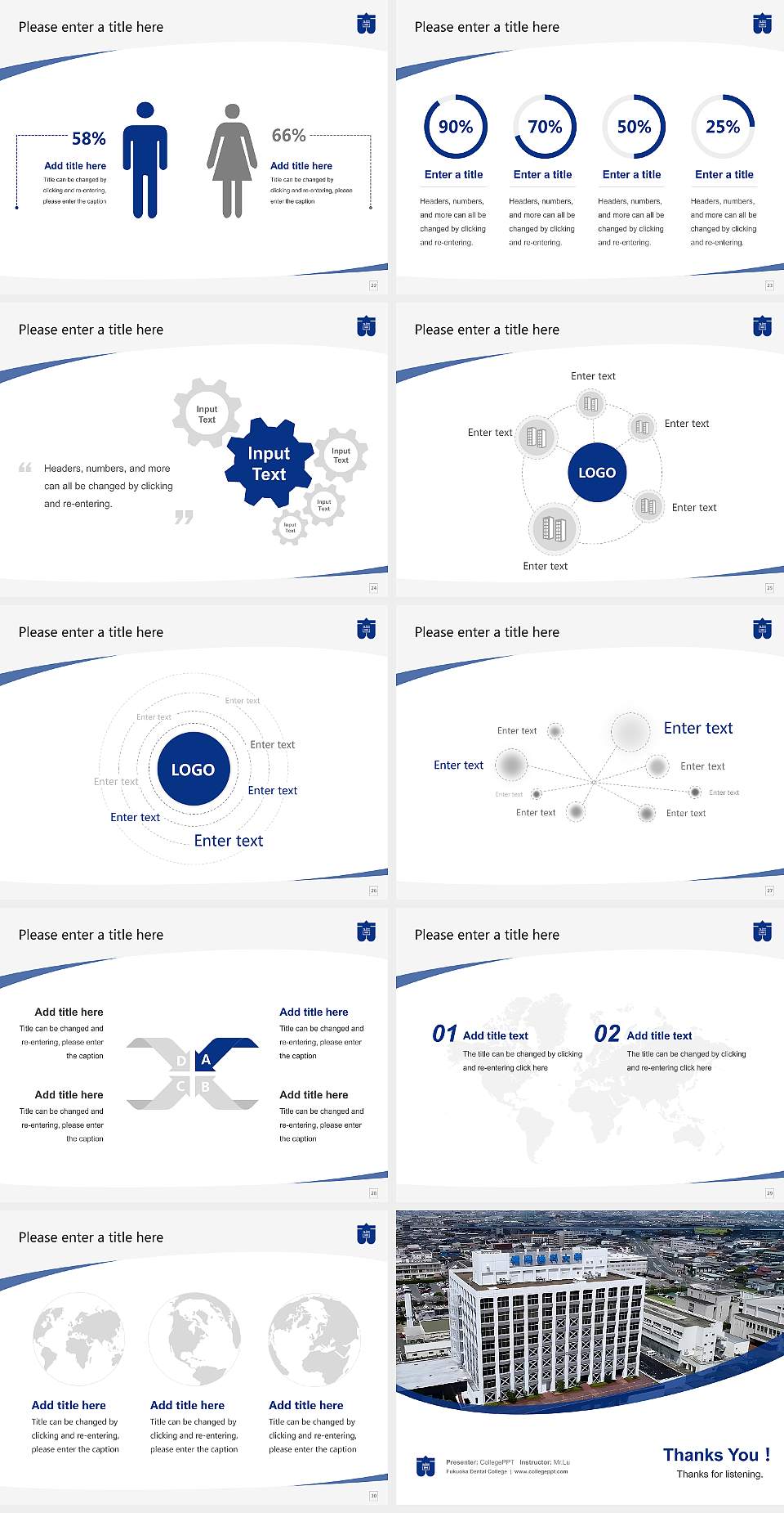 Fukuoka Dental College Course/Courseware Creation PPT Template4:3 ratio PPT effect preview image4