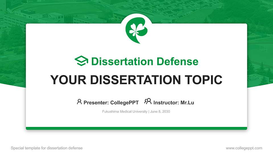 Fukushima Medical University Graduation Thesis Defense PPT Template16:9 ratio PPT effect preview image