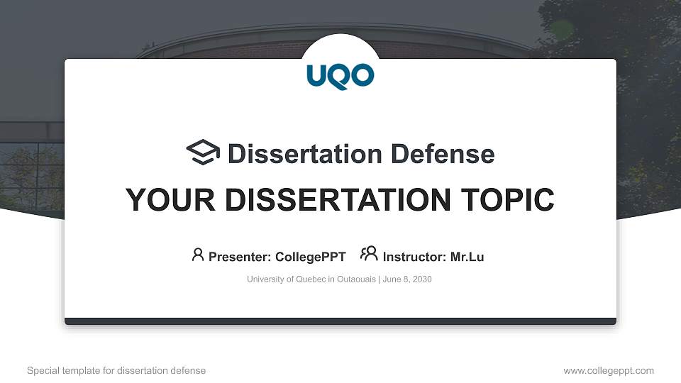 University of Quebec in Outaouais Graduation Thesis Defense PPT Template16:9 ratio PPT effect preview image