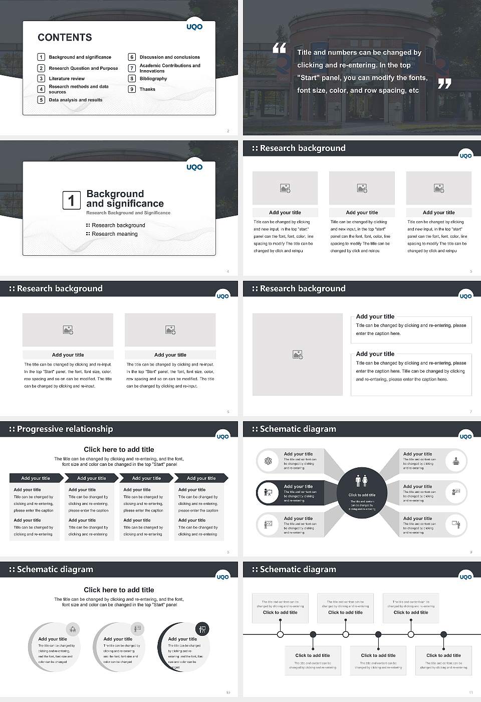 University of Quebec in Outaouais Graduation Thesis Defense PPT Template16:9 ratio PPT effect preview image2