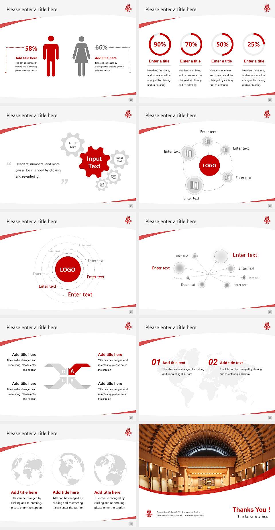 Elisabeth University of Music Course/Courseware Creation PPT Template4:3 ratio PPT effect preview image4