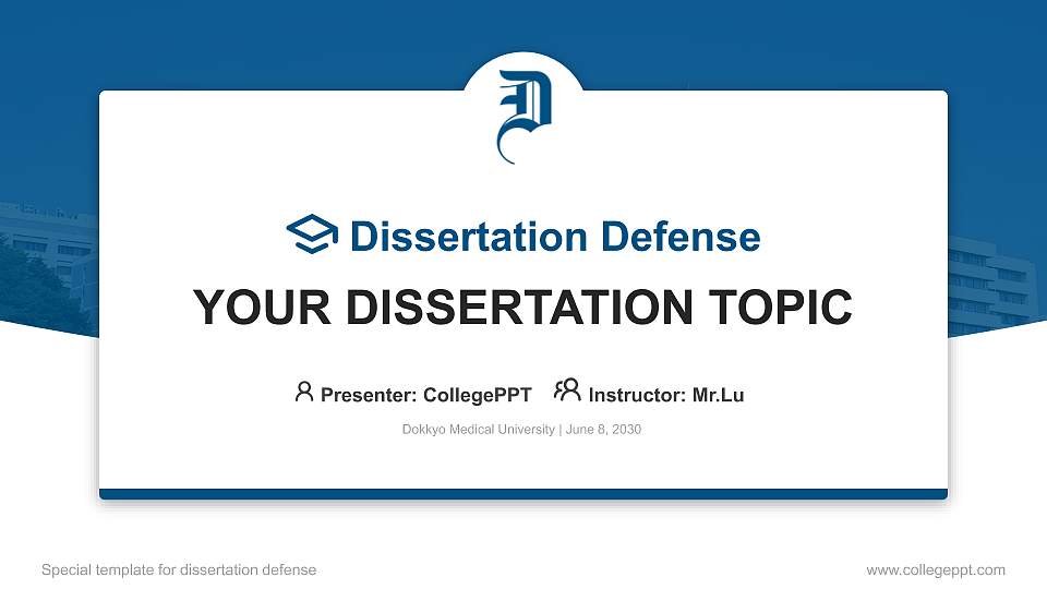 Dokkyo Medical University Graduation Thesis Defense PPT Template16:9 ratio PPT effect preview image