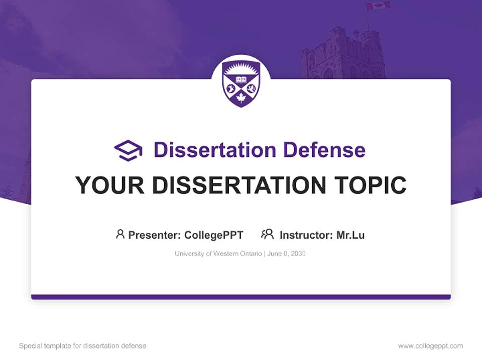 University of Western Ontario Graduation Thesis Defense PPT Template4:3 ratio PPT effect preview image7
