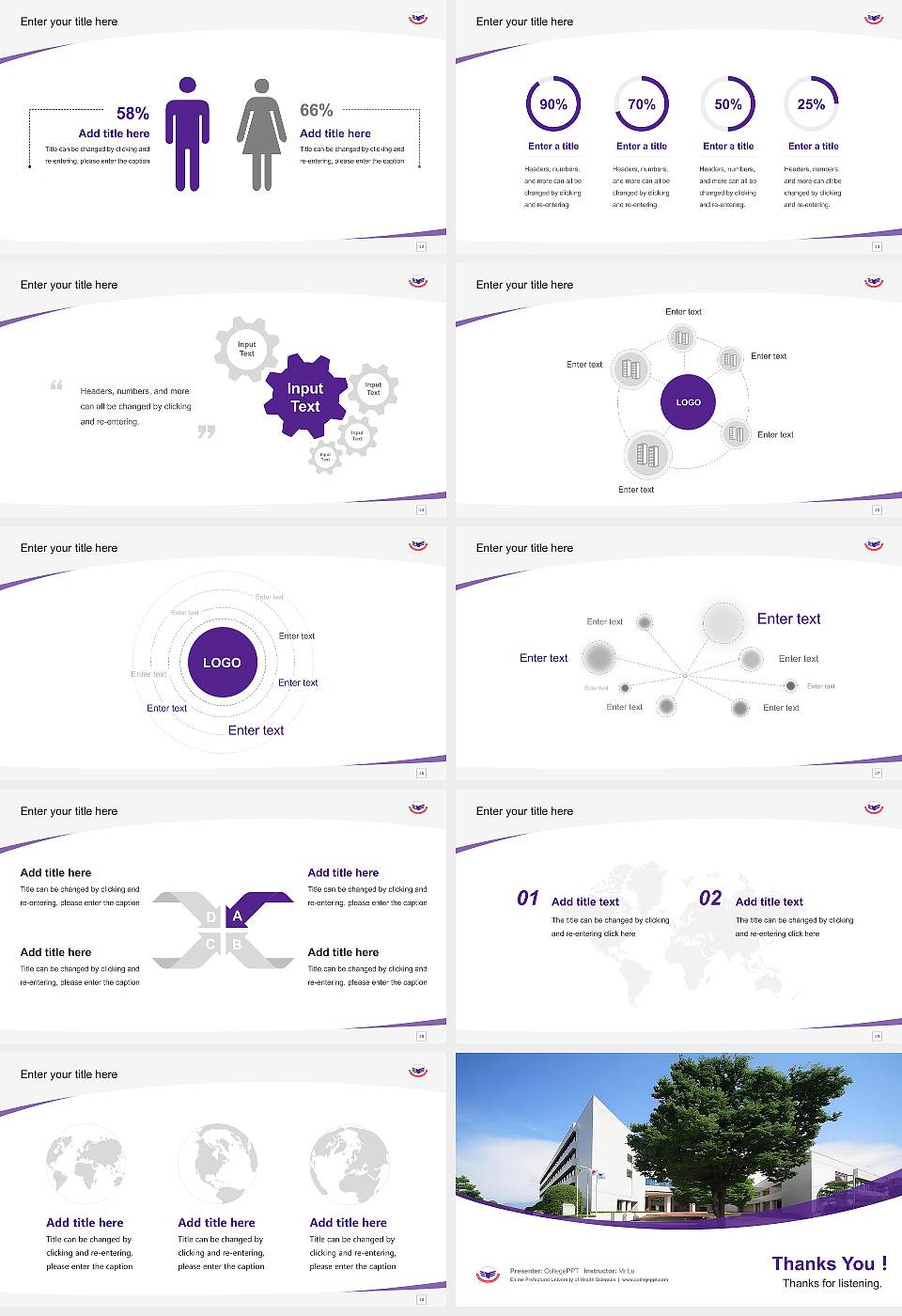 Ehime Prefectural University of Health Sciences Course/Courseware Creation PPT Template16:9 ratio PPT effect preview image4