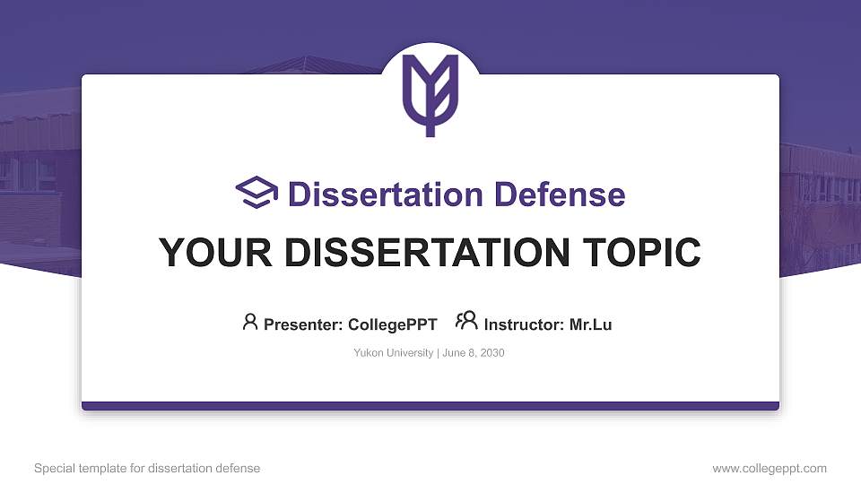 Yukon University Graduation Thesis Defense PPT Template16:9 ratio PPT effect preview image