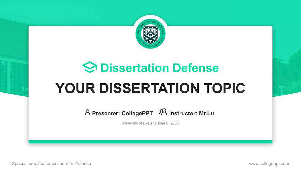University of Exeter Graduation Thesis Defense PPT Template16:9 ratio PPT effect preview image