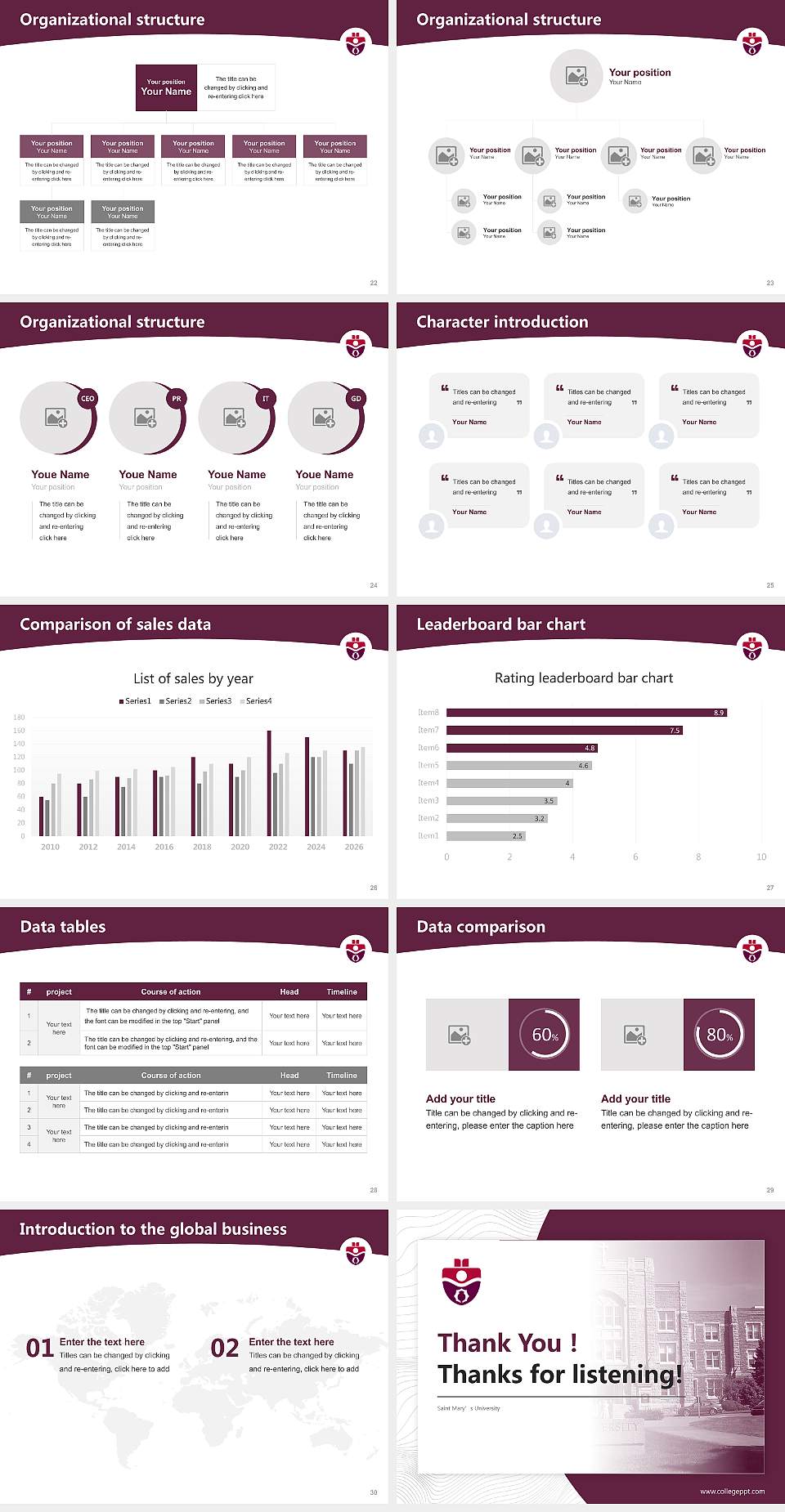 Saint Mary’s University Academic Presentation/Research Findings Report PPT Template4:3 ratio PPT effect preview image4