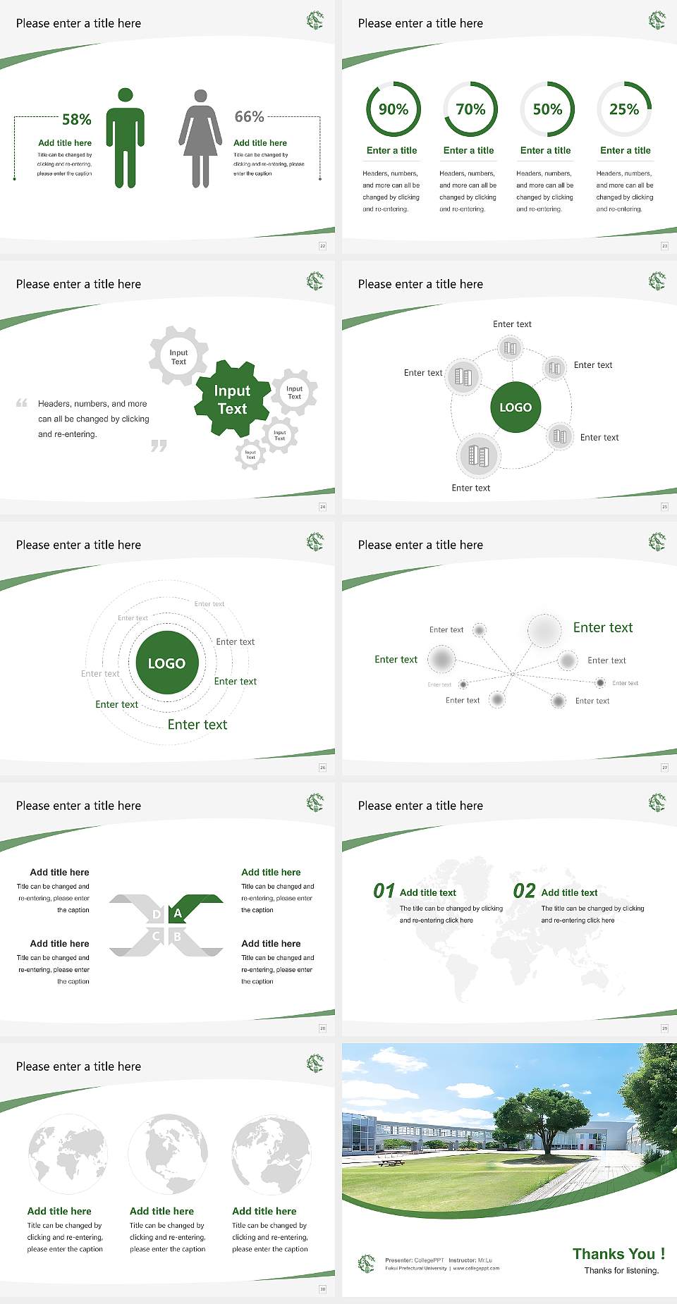Fukui Prefectural University Course/Courseware Creation PPT Template4:3 ratio PPT effect preview image4