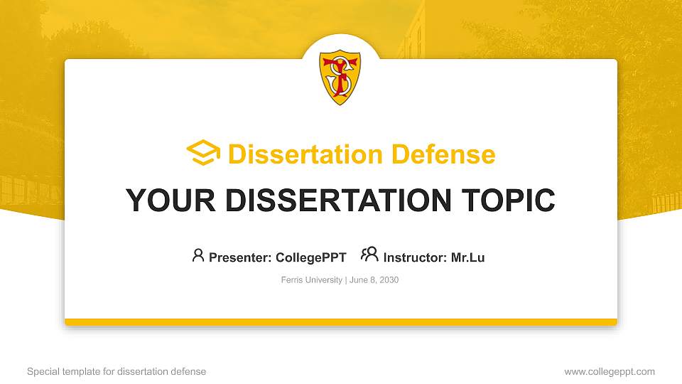 Ferris University Graduation Thesis Defense PPT Template16:9 ratio PPT effect preview image