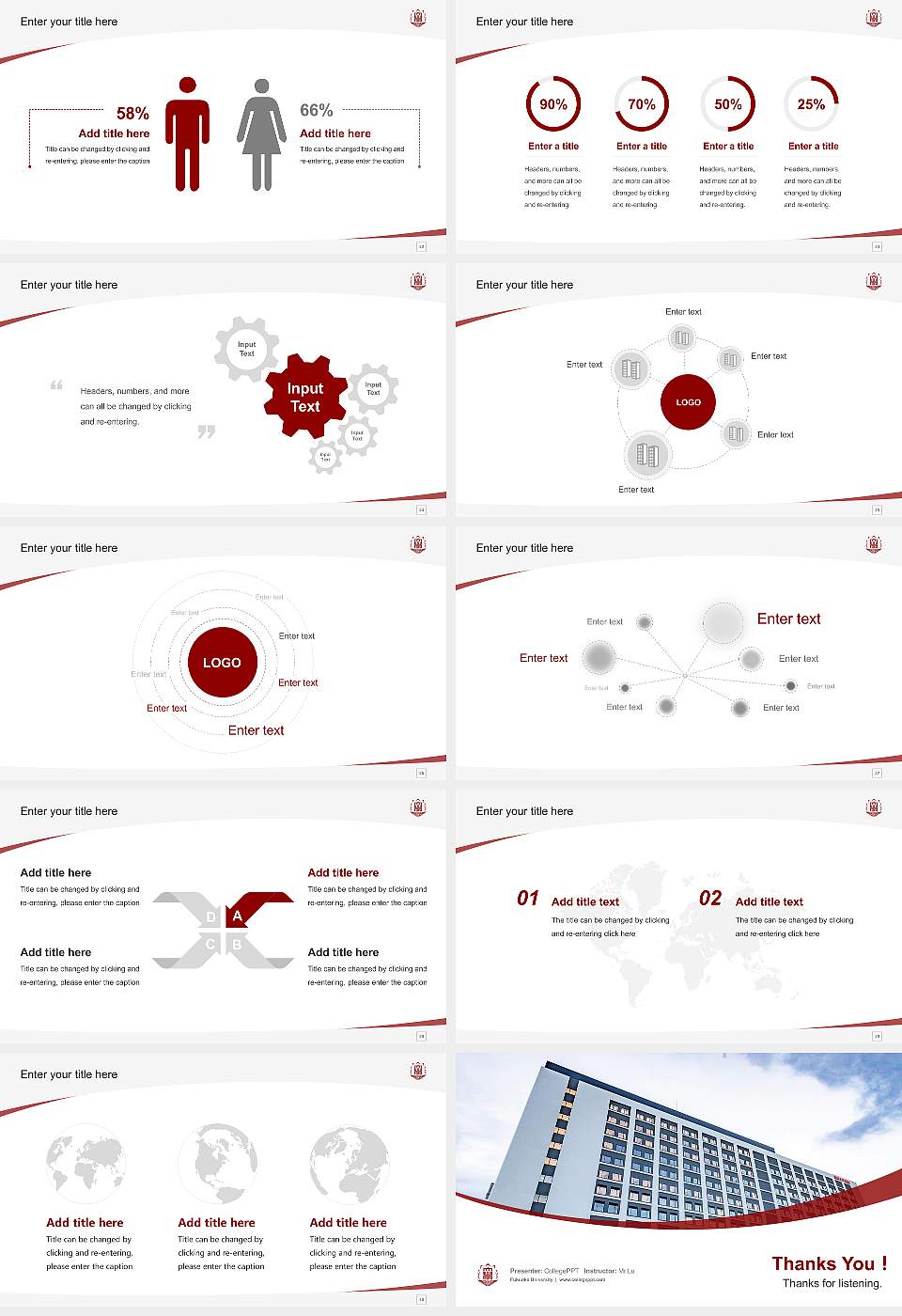 Fukuoka University Course/Courseware Creation PPT Template16:9 ratio PPT effect preview image4