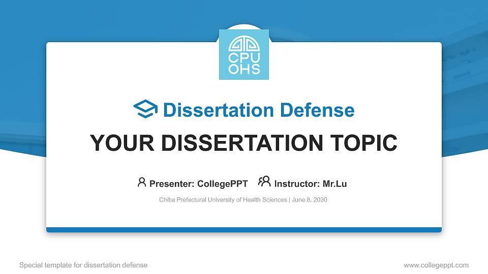 Chiba Prefectural University of Health Sciences Graduation Thesis Defense PPT Template16:9 ratio PPT effect preview image