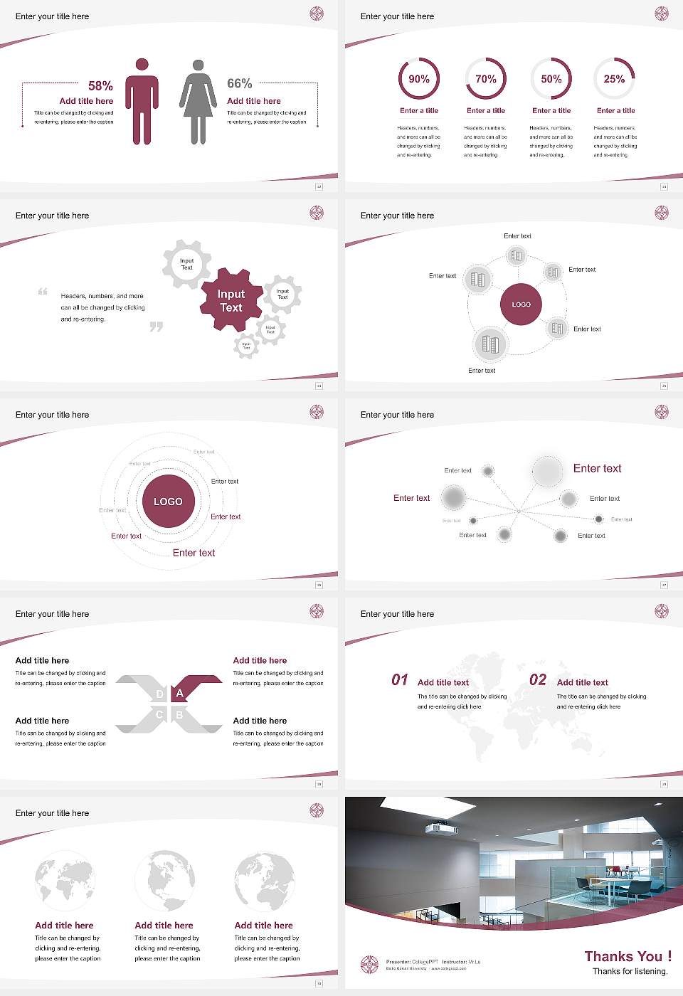 Baiko Gakuin University Course/Courseware Creation PPT Template16:9 ratio PPT effect preview image4