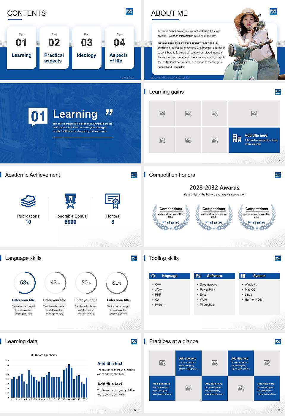 International Professional University of Technology in Osaka National Scholarship Defense PPT Template16:9 ratio PPT effect preview image2