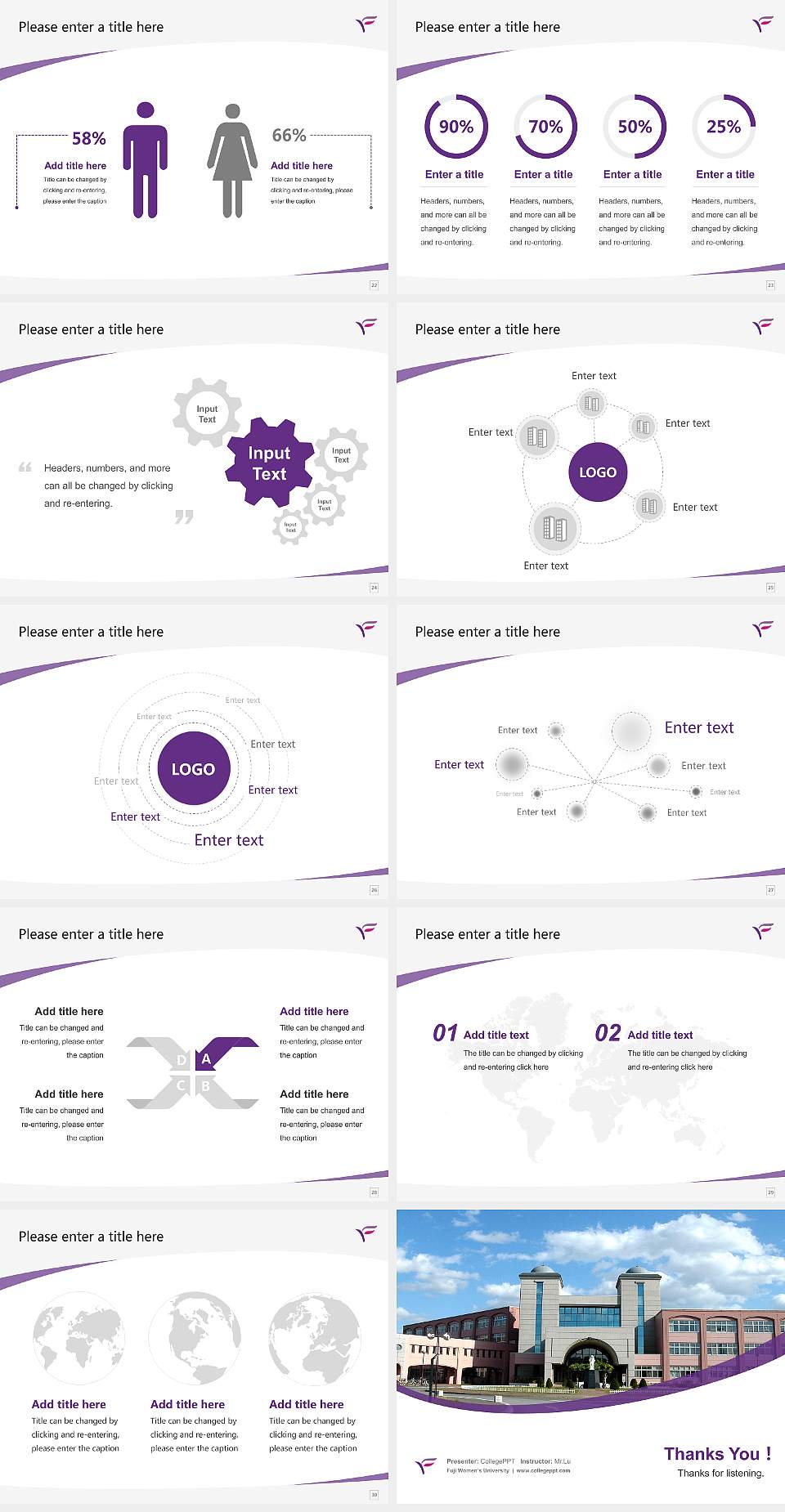 Fuji Women’s University Course/Courseware Creation PPT Template4:3 ratio PPT effect preview image4