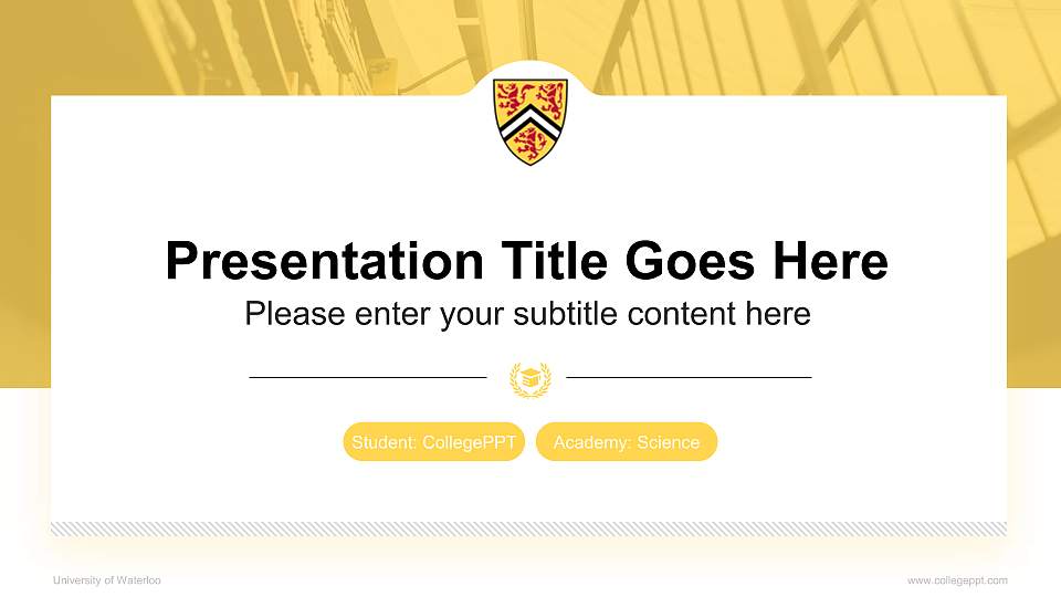 University of Waterloo National Scholarship Defense PPT Template16:9 ratio PPT effect preview image