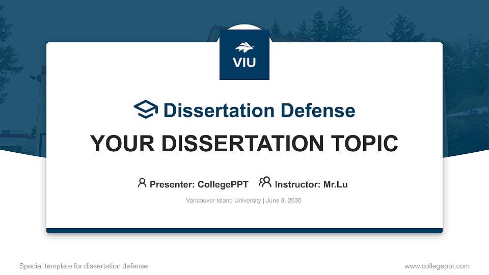 Vancouver Island University Graduation Thesis Defense PPT Template16:9 ratio PPT effect preview image
