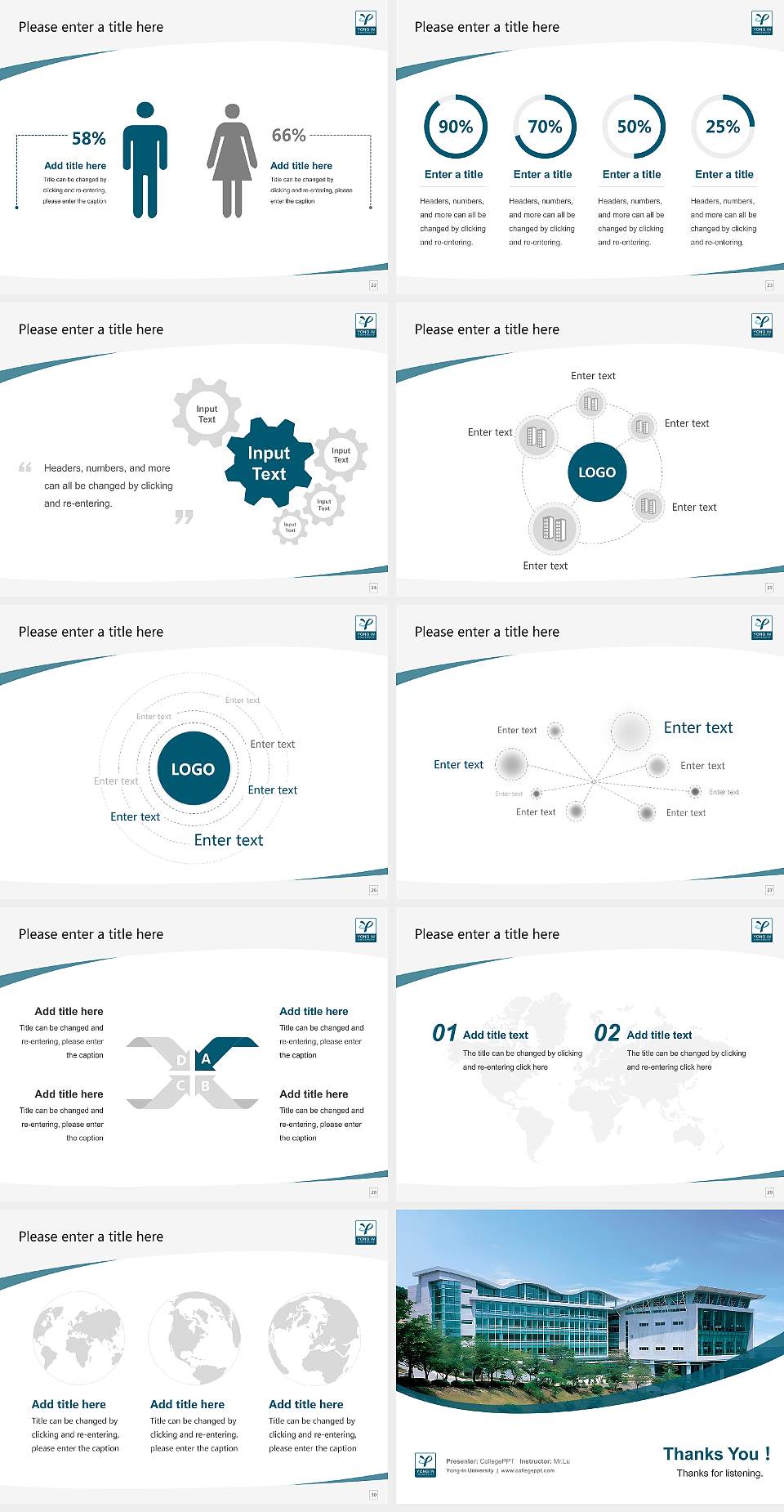 Yong-In University Course/Courseware Creation PPT Template4:3 ratio PPT effect preview image4
