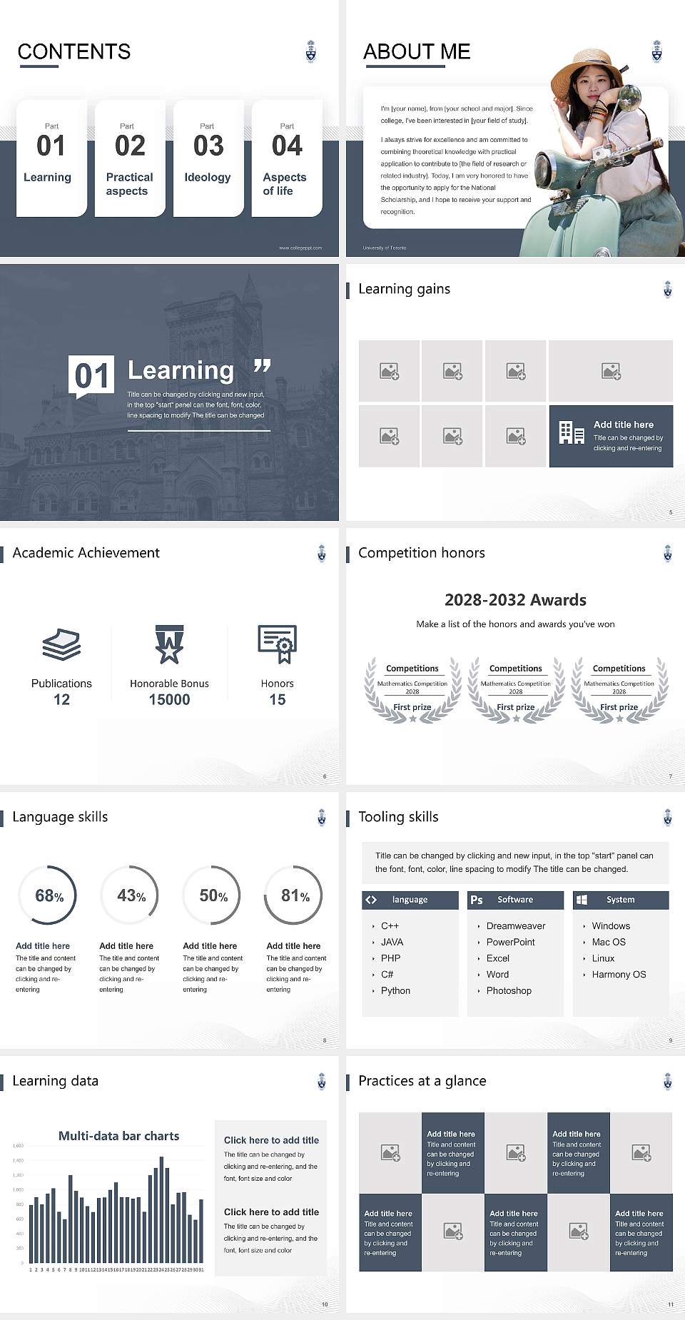 University of Toronto National Scholarship Defense PPT Template4:3 ratio PPT effect preview image2