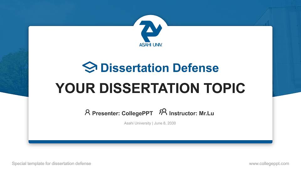 Asahi University Graduation Thesis Defense PPT Template16:9 ratio PPT effect preview image