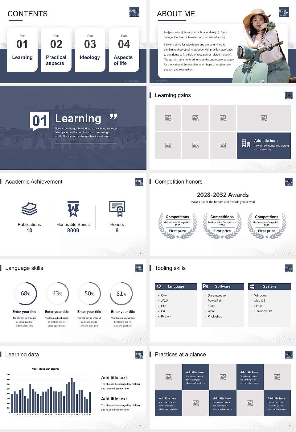 Bath Spa University National Scholarship Defense PPT Template16:9 ratio PPT effect preview image2