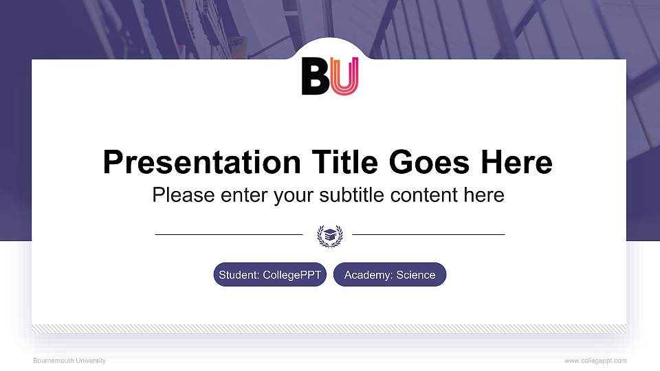 Bournemouth University National Scholarship Defense PPT Template16:9 ratio PPT effect preview image1