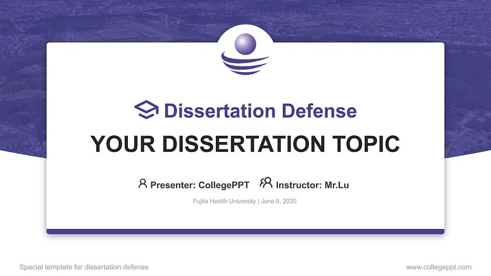 Fujita Health University Graduation Thesis Defense PPT Template16:9 ratio PPT effect preview image
