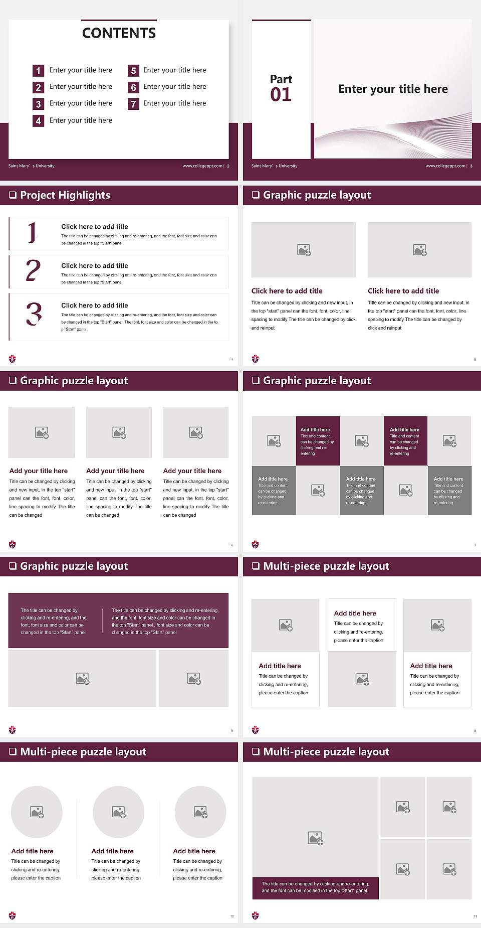 Saint Mary’s University General Purpose PPT Template4:3 ratio PPT effect preview image2