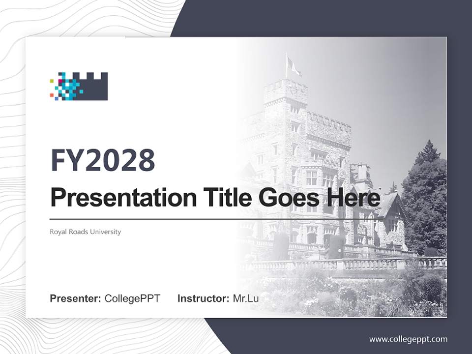 Royal Roads University Academic Presentation/Research Findings Report PPT Template4:3 ratio PPT effect preview image5